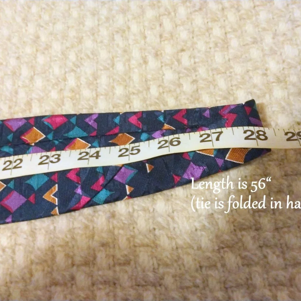 Vintage 90s LaCravatte Wide Silk Neck Tie 56” Retro Y2K Geometric Jewel Tone